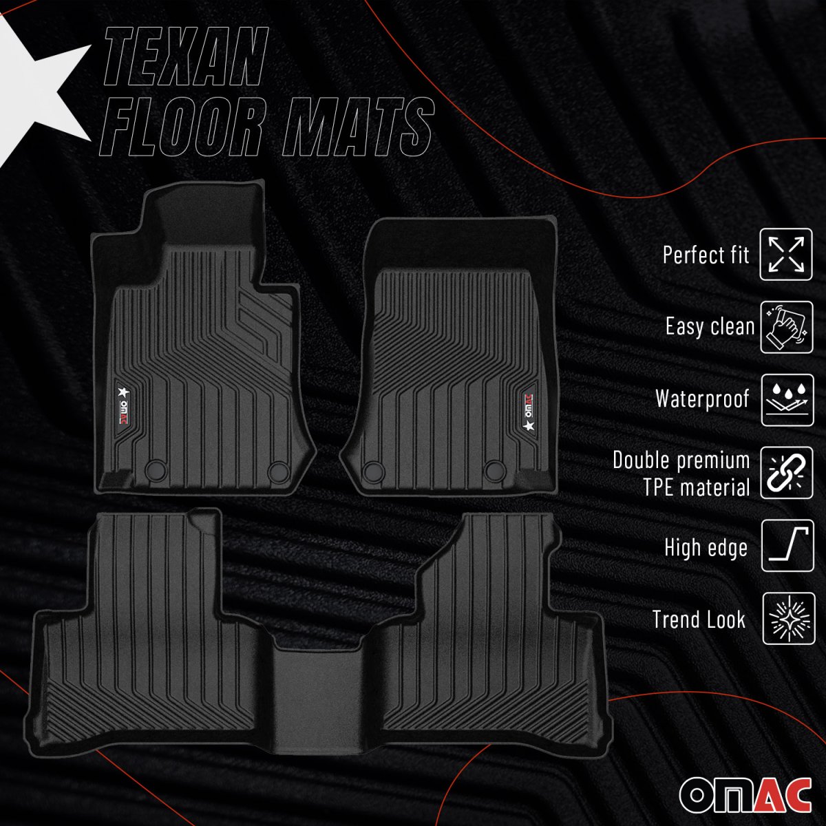 Mercedes-Benz GLC Floor Mats - Front + Rear - Omac - Texan - '16-'22